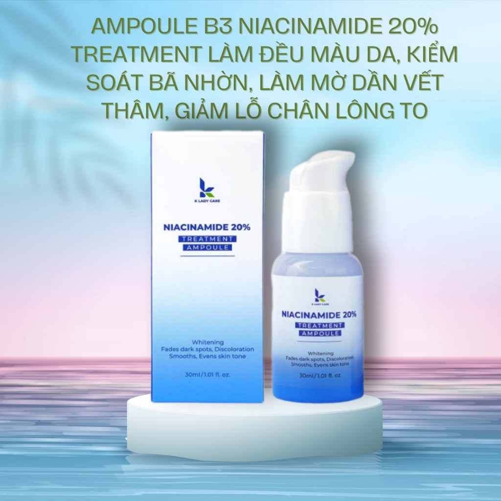 Ampoule B3 niacinamide 20% treatment làm đều màu da, kiểm soát bã nhờn, làm mờ dần vết thâm, giảm lỗ chân lông to 30ml