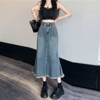 Chân váy bò nữ dáng dài thanh lịch 2024