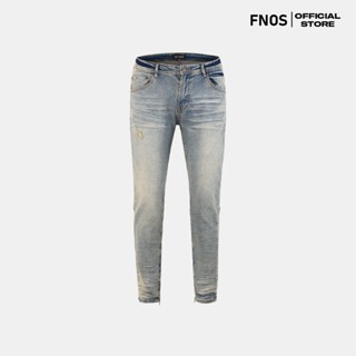 Quần Skinny Jeans Nam FNOS Streetwear Màu Xanh Trơn Có Zip Z35 - Local Brand Chính Hãng