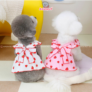 Váy Cho Chó Mèo Mùa Hè Hoạ Tiết Dâu Tây Dễ Thương Chất Mát Quần Áo Thời Trang Thú Cưng Giá Rẻ Amun Pet
