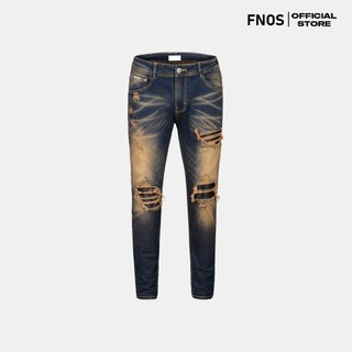 Fnos | quần skinny jeans biker mid indigo wash rách - nz55