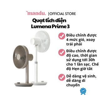 Quạt tích điện mini LUMENA FAN PRIME 3, quạt để bàn, du lịch điều chỉnh độ cao, góc quay 100 độ siêu êm ái