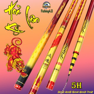  Cần câu Tay Hoả Kỳ Lân 5H Tặng kèm ngọn phụ đủ size 3m6 4m5 5m4 6m3 - BB48 