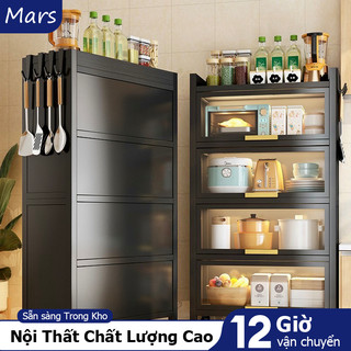 MARS Kệ bếp đa năng,3-5 Tầng tủ bếp Kệ Tủ Bếp đa năng có cửa trong suốt chống bụi tiện lợi kệ bếp