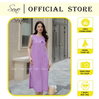 Sono - Đầm Chất Liệu Linen Họa Tiết Hoa Thêu Tay Kiểu Dáng Trẻ Trung