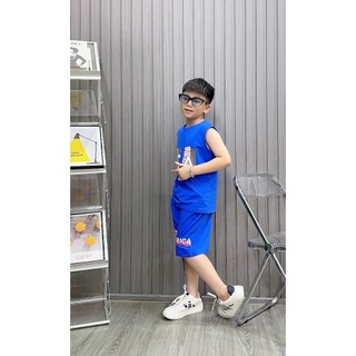 Đồ bộ bé trai sn chất thun cotton 100% usa xanh bt080