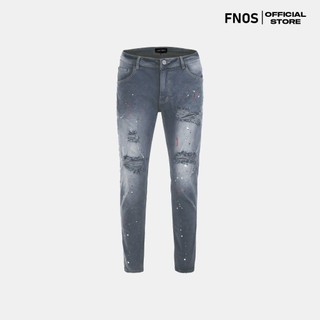 Quần Skinny Jeans Nam FNOS Streetwear Màu Xanh Than Vẩy Sơn NZ30 - Local Brand Chính Hãng