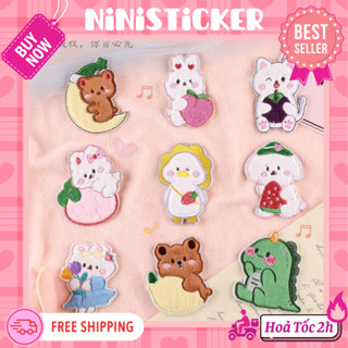  Iron Patch Miếng Ủi Thêu Quần Áo Sticker Vá Đồ Rách Hình Con Vật Trái Cây Khủng Long Dễ Thương Ninisticker 