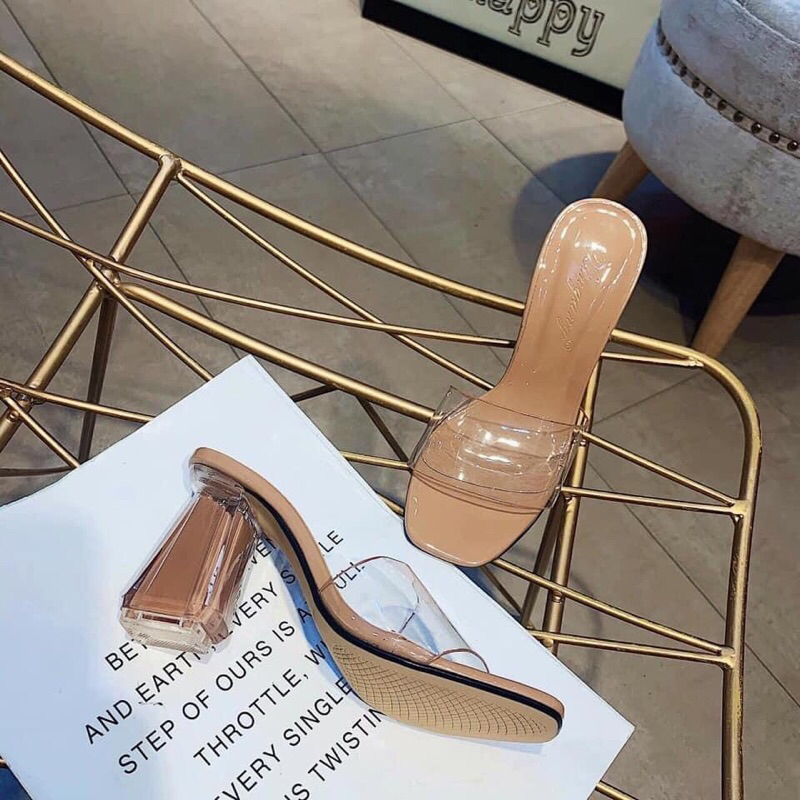 Kho Sỉ Giày-Dép cao gót quai trong gót vuông sơn trong 7p