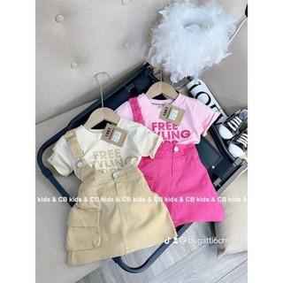 Set yếm lệch cho bé gái.