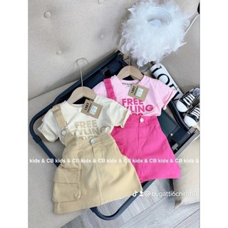 set yếm lệch cho bé gái.