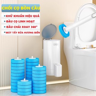 Chổi Cọ Nhà Vệ Sinh, Cọ Bồn Cầu, Cọ WC, Chà Toilet kèm 8 đầu cọ thay thế có chất tẩy rửa và khử trùng, khử mùi hôi