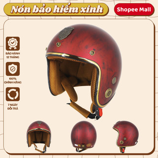 Mũ bảo hiểm 34 VARO viền đồng Custom Đỏ đô xước kèm lưỡi trai