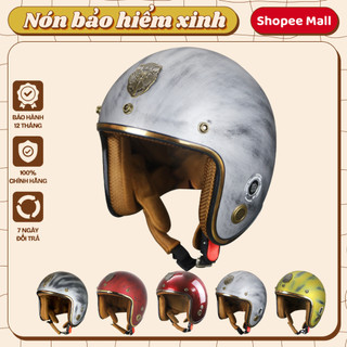 Mũ bảo hiểm 3/4 VARO - Viền đồng - Custom xước - Tặng Lưỡi trai