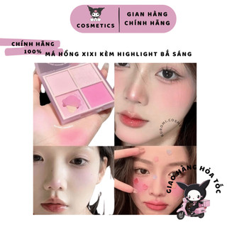  Bảng Phấn Má Hồng XIXI 4 Ô Nhũ Sáng Mắt Má Kèm Highlight Bắt Sáng XIXI Ice Cream Cool Tone kuromi cosmetic