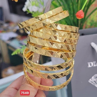 Vòng cặp khoá lưỡi gà bản vuông 6ly khắc mộc mạ vàng bền màu Kami
