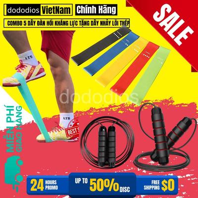 Tặng 1 Dây Nhảy - Combo 5 Dây Kháng Lực Dây Mini Band Tập Toàn Thân - Hàng Chính Hãng Dododios