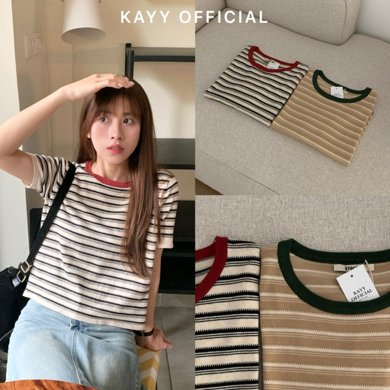 KAYY. Áo pull kẻ viền cổ _ A1017 (ảnh thật)