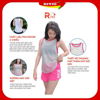 Áo Tank lưới thể thao RIVIO cho nữ đi tập gym phong cách thể thao phối viền năng động