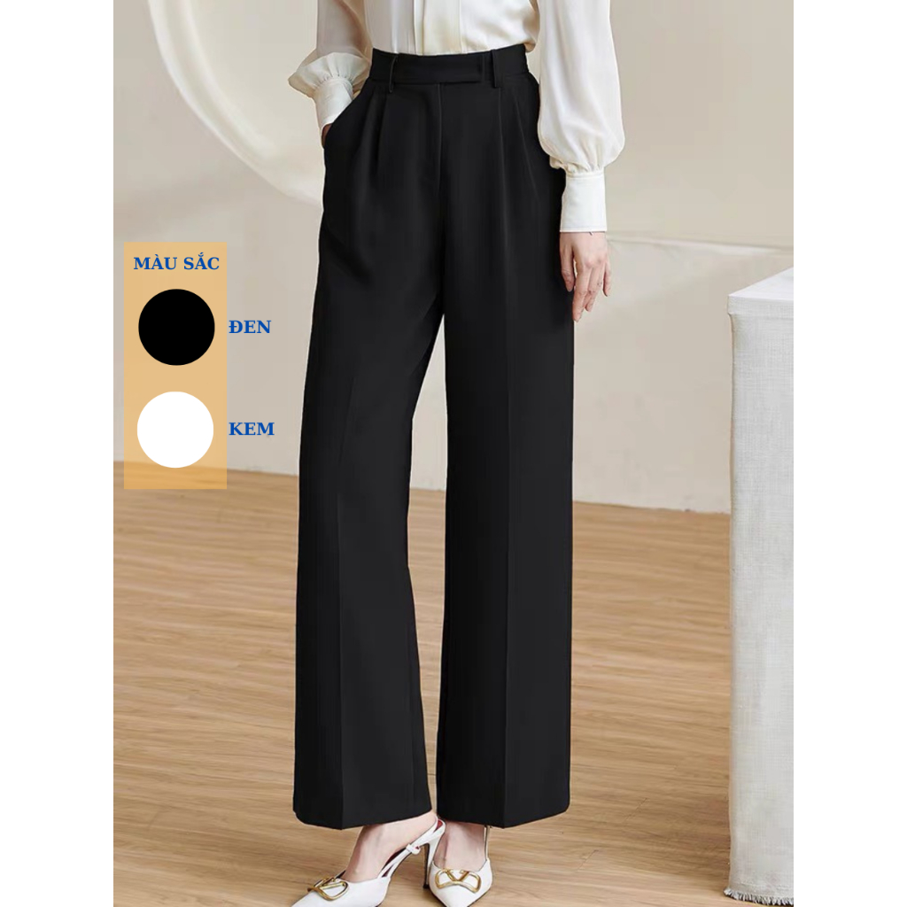 Quần ống suông ống rộng công sở cao cấp chất vải mát ống quần rộng fom cơ bản dễ phối đồ Q258 | BigBuy360 - bigbuy360.vn
