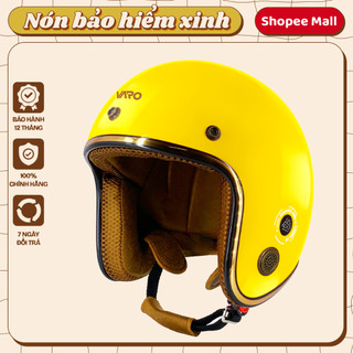 Mũ bảo hiểm 3 4 VARO - Vàng bóng viền đồng - tặng kèm khăn đa năng