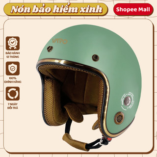 Mũ bảo hiểm 3/4 VARO (màu xanh lính) viền đồng - thông gió - tặng lưỡi trai