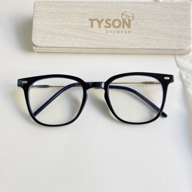 Gọng kính cận nhựa vuông phối càng kim loại TYSON thời trang nam nữ lắp cận kèm hộp khăn GỌNG KÍNH T