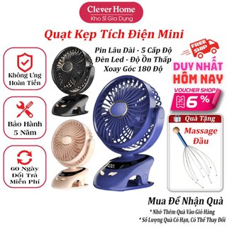 Quạt kẹp tích điện mini để bàn, quạt mini tích điện cầm tay, đeo cổ sạc pin sử dụng lâu dài