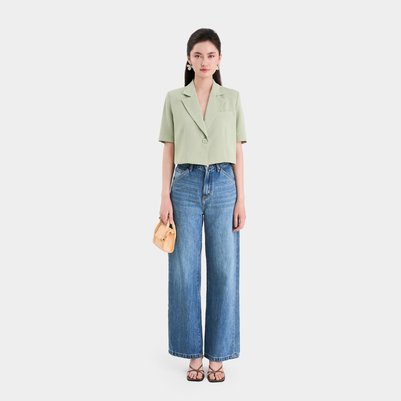 Áo Blazer/Khoác Kiểu Nữ MARC FASHION Crop Tay Ngắn - FAVH021524