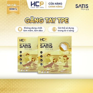 Găng tay TPE SATIS 50 cái Dẻo Dai Khó Rách Ôm Sát Tay An Toàn Sức Khỏe