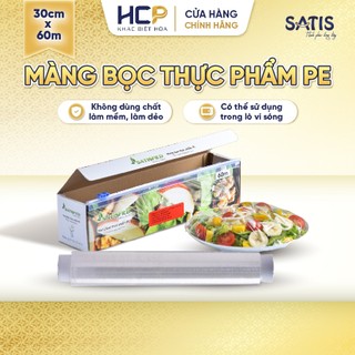 Hộp Màng Bọc Thực Phẩm PE SATIS 30cm x 60m Không Chứa Chất Phụ Gia Gây Hại Sức Khỏe Dùng Được Cho Lò Vi Sóng