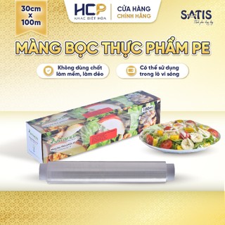 Hộp Màng Bọc Thực Phẩm PE SATIS 30cm x 100m Không Chứa Chất Phụ Gia Gây Hại Sức Khỏe Dùng Được Cho Lò Vi Sóng