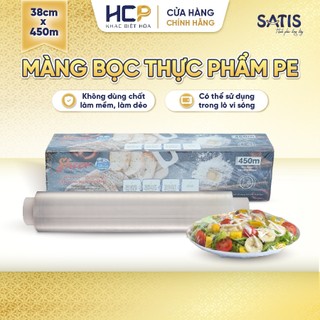 Hộp Màng Bọc Thực Phẩm PE Kháng Khuẩn 38cmX450m SATIS Phủ Nano Bạc An Toàn Cho Sức Khỏe Dùng Được Cho Lò Vi Sóng