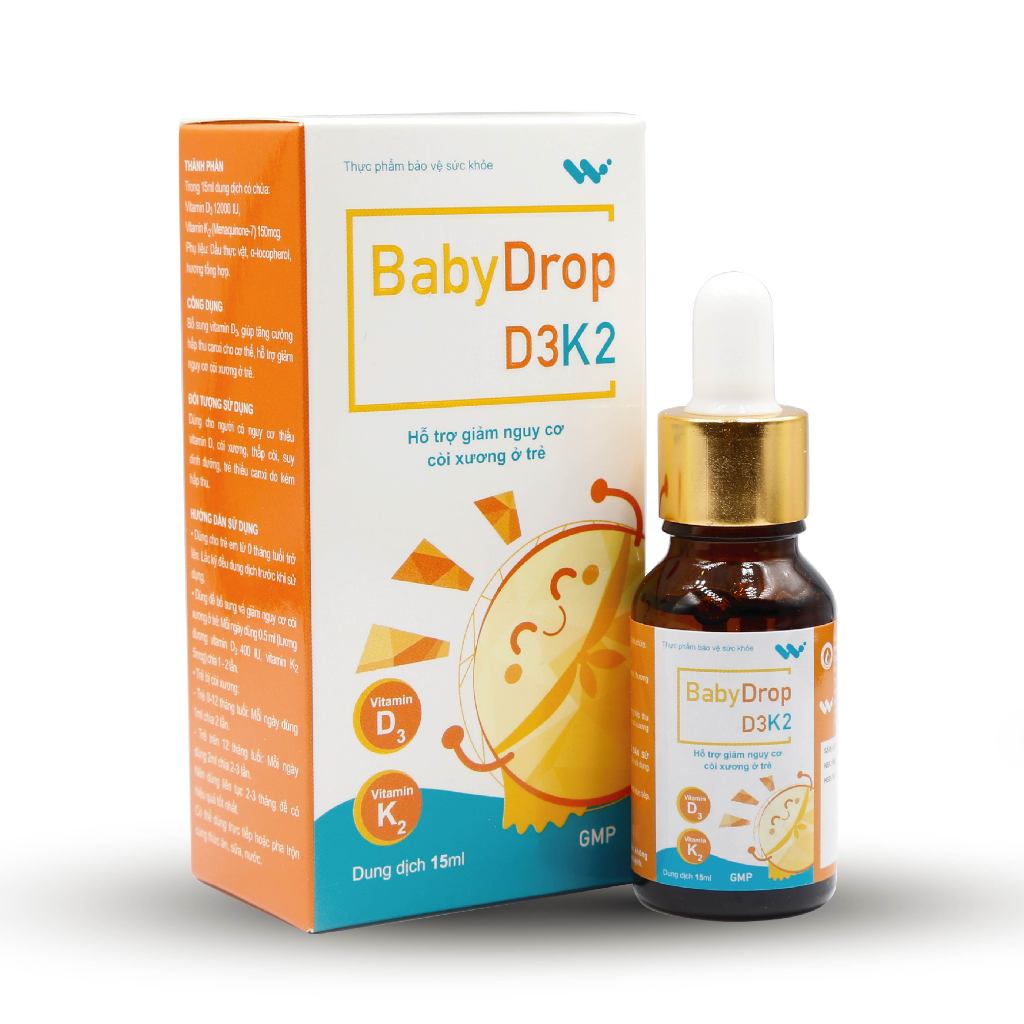 Vitamin D3K2 cho trẻ sơ sinh Bổ sung Canxi, D3 - K2 BABY DROP