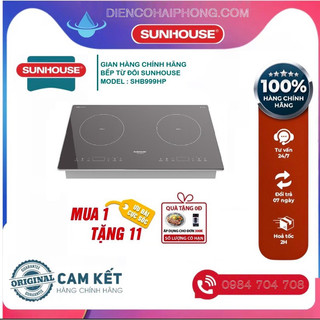 ( ⚠️Lưu ý : Quà tặng phích cắm điện có hoặc ko tặng tuỳ đợt) Bếp điện từ đôi Sunhouse SHB999HP