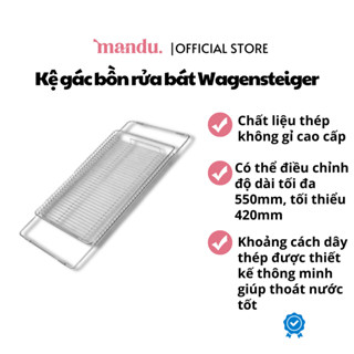 Kệ gác bồn rửa chén bát inox 304 cao cấp Wagensteiger, điều chỉnh được độ dài, phù hợp mọi loại bồn
