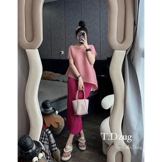 Set áo lò xo mix chân váy chuẩn QC CC
