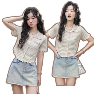 Áo xốp cổ bẻ đính hoa 669964