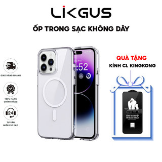 Ốp Lưng Trong Suốt Sạc Không Dây Cao Cấp LIKGUS Cho IP 12-13-14-15-Pro-Plus-Promax- Lưng Cứng Viền Cứng Chống Ố Vàng