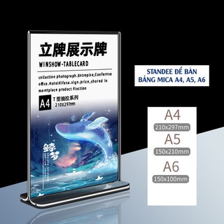 Menu mica standee tentcard quét qr để bàn a4 a5 a6