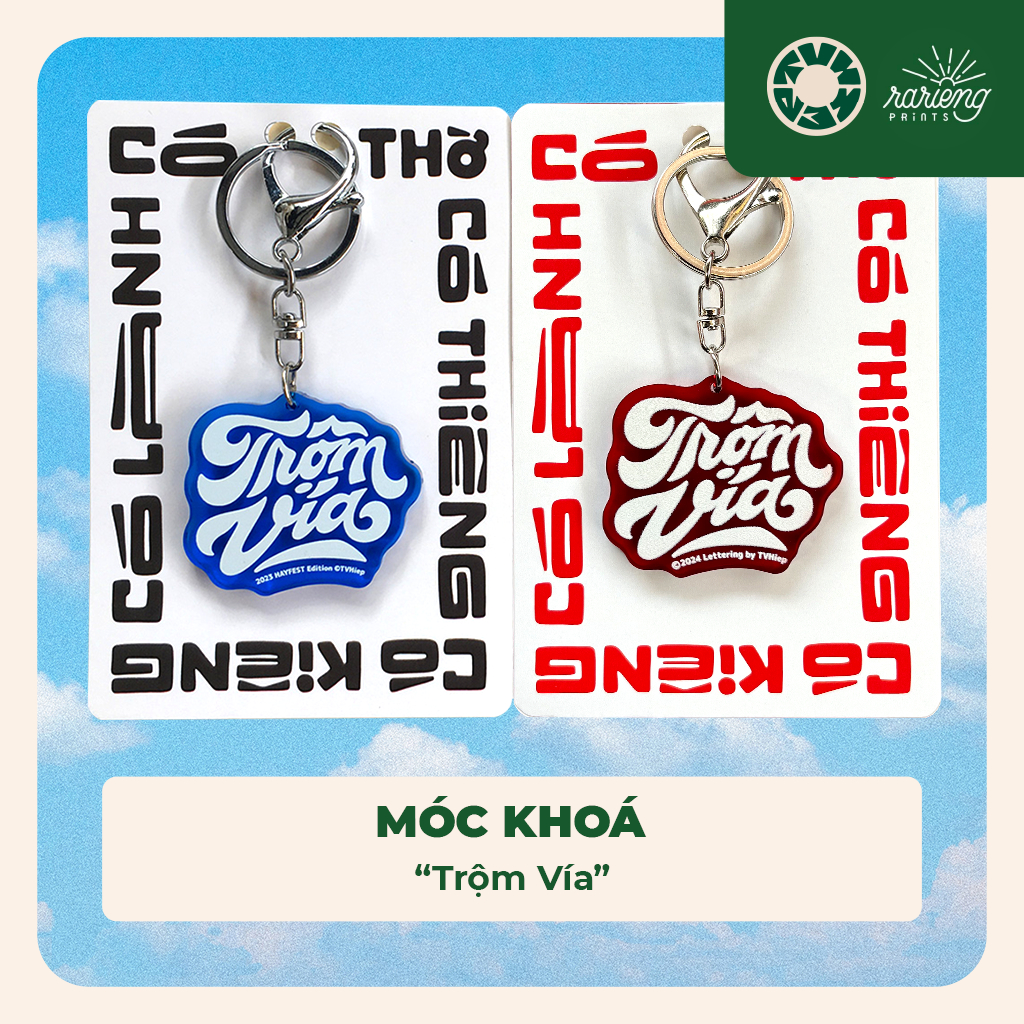 [TVHiep.Lettering] Móc khoá - Trộm Vía (xanh trắng/ đỏ trắng/ đỏ vàng)