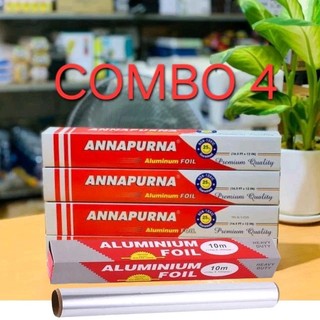 Combo 4 thanh giấy bạc nướng thực phẩm 5 mét x 30cm - cuộn giấy bạc nướng