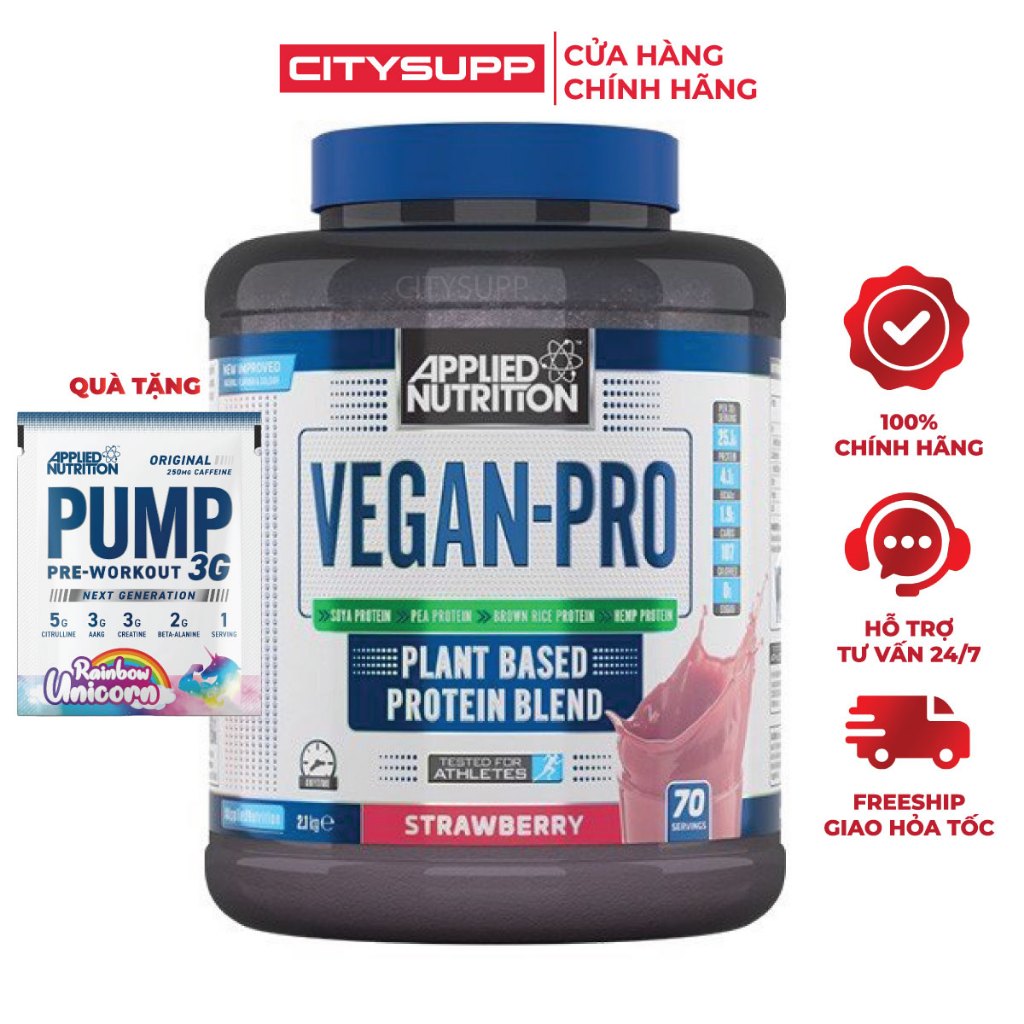 Bột Protein Thực Vật Cho Người Ăn Chay Vegan-Pro 2.1KG (70 Lần Dùng), Applied Nutrition |  Made in UK