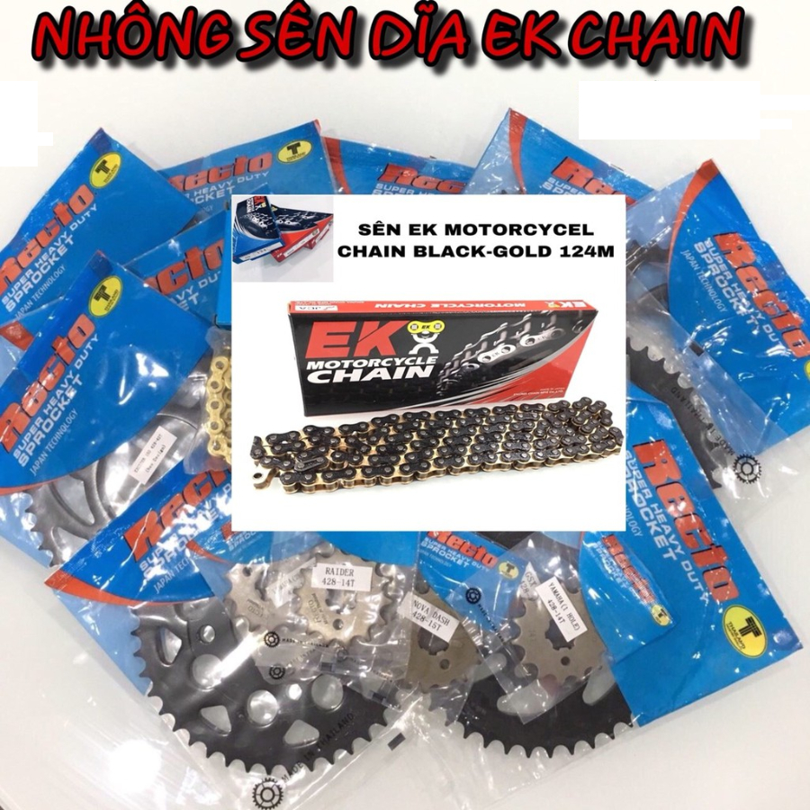 BỘ NSD SÊN EK CHAIN JAPAN + NHÔNG DĨA RECTO CHO HONDA WINNER -RAIDER/FI