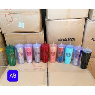 Ly Kim Cương 3 Lớp Chất Liệu PP Cao Cấp Cách Nhiệt 2-3 Giờ Tặng Kèm Ống Hút Và LoGo Star.Buck -bin