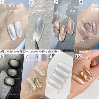 Mắt mèo ánh trăng, Mắt mèo kim cương bạc không ánh đen,mắt mèo cực quang, mắt mèo kim cương đủ màu