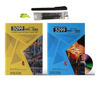 Sách-combo: 5099 từ vựng hsk1 – hsk6 tam ngữ anh trung việt +tập viết 5099+ dvd tài liệu