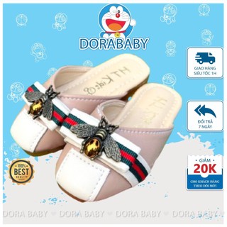 Dép sục bé gái, sục đính hình con ong, da pu, sục nhẹ, ảnh thật, size bé từ 1-6 tuổi, g137 - dorababy