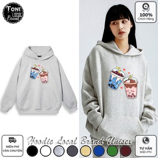 Áo Hoodie TRÀ SỮA Local Brand nỉ bông cực dày form rộng Unisex giữ ấm chống nắng (HD6090L - Full Box)