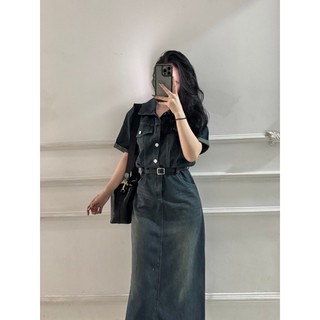 Váy bò dáng xòe, váy jeans tay bồng- shop thơm phạm